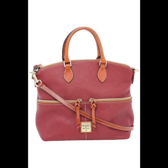Dooney & Bourke Archives 2010 Pebble Leather Pocket Satchel Wine